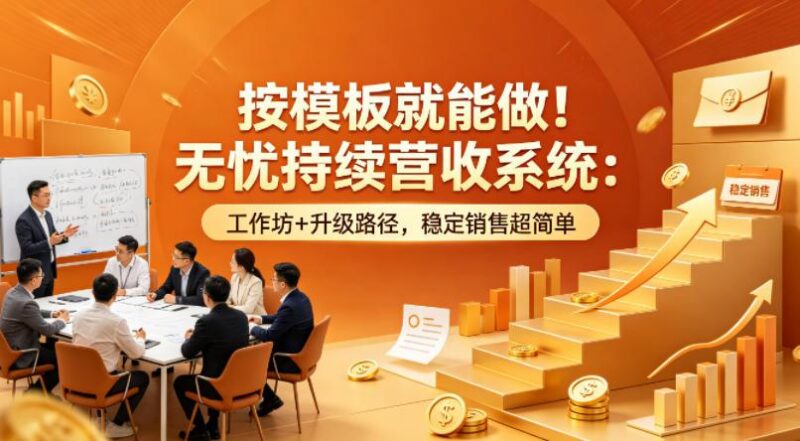 按模板就能做！无忧持续营收系统：工作坊+升级路径，稳定销售超简单【原创双语字幕】-三零资源