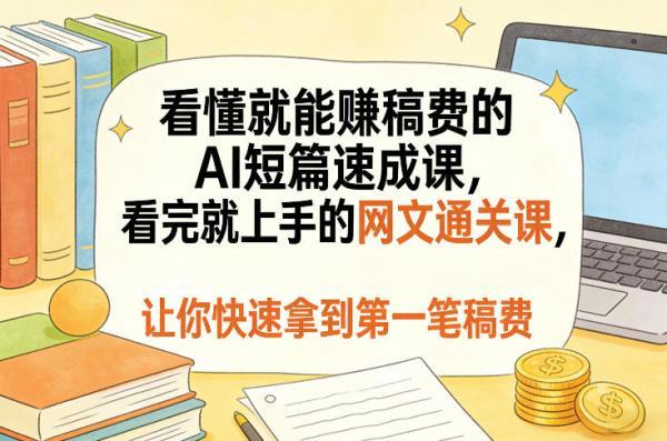 看懂就能賺稿费的AI短篇速成课,看完就上手的网文通关课,让你快速拿到第一笔稿费(更新4月)-三零资源