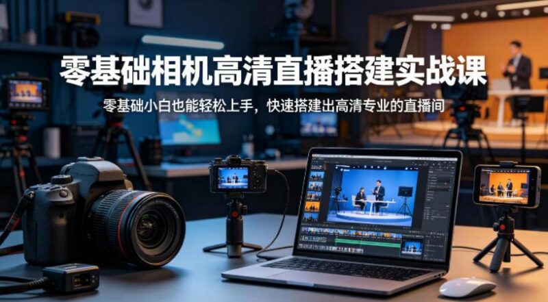 零基础相机高清直播间搭建实战课，小白也能轻松上手，快速搭建出高清专业的直播间-三零资源