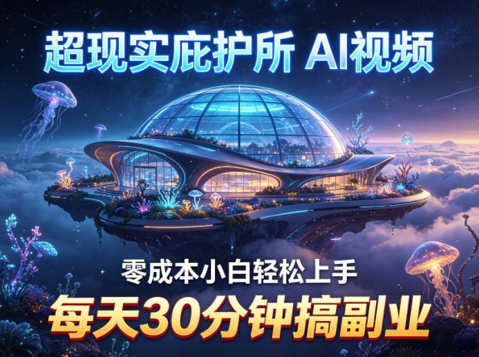 超现实庇护所AI视频项目拆解,零成本小白轻松上手,每天30分钟搞副业-三零资源
