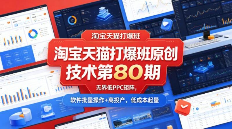 淘宝天猫打爆班原创技术第80期,无界低PPC矩阵,软件批量操作+高投产,低成本起量-三零资源