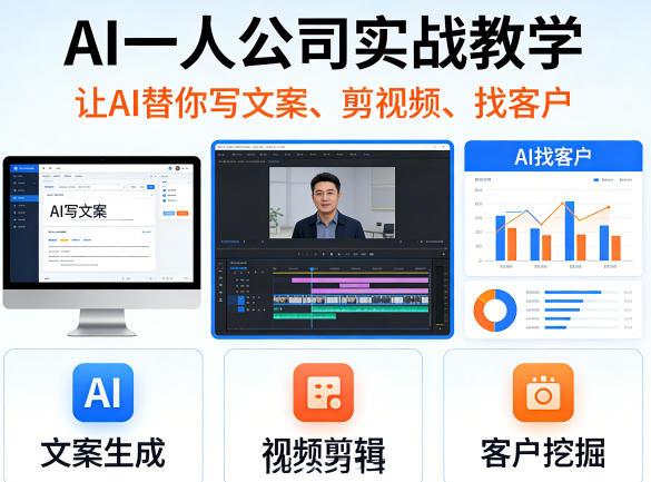 AI一人公司实战教学,让AI替你写文案、剪视频、找客户(更新0411)-三零资源