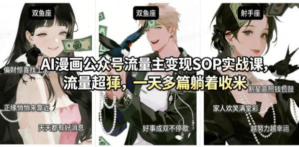 AI漫画公众号流量主变现SOP实战课,流量超猛,制作简单,一天多篇躺着收米-三零资源