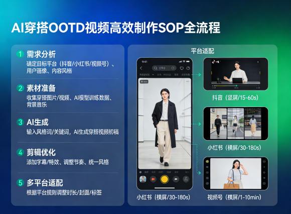 AI穿搭OOTD视频高效制作SOP全流程，适配抖音小红书视频号全平台-三零资源