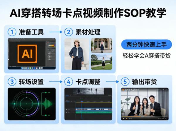 AI穿搭转场卡点视频制作SOP教学,两分钟快速上手,轻松学会AI穿搭带货-三零资源