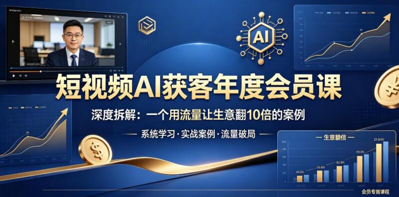 短视频AI获客年度会员课,深度拆解,一个用流量让生意翻10倍的案例-三零资源