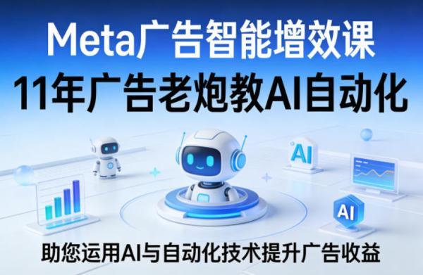 Meta广告智能增效课,11年广告老炮教AI自动化,助您运用AI与自动化技术提升广告收益-三零资源