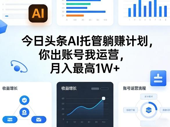今日头条AI托管躺賺计划，你出账号我运营，月入最高1W+【揭秘】-三零资源