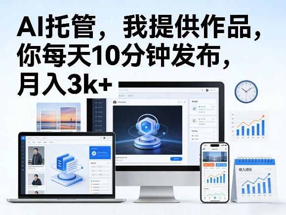 公众号AI托管，我提供作品，你每天10分钟发布，月入3k+【揭秘】-三零资源