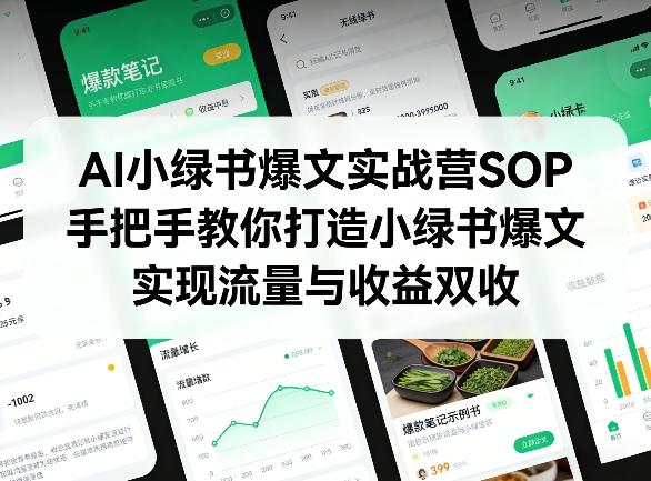 AI小绿书爆文实战营SOP,手把手教你打造小绿书爆文,实现流量与收益双收-三零资源