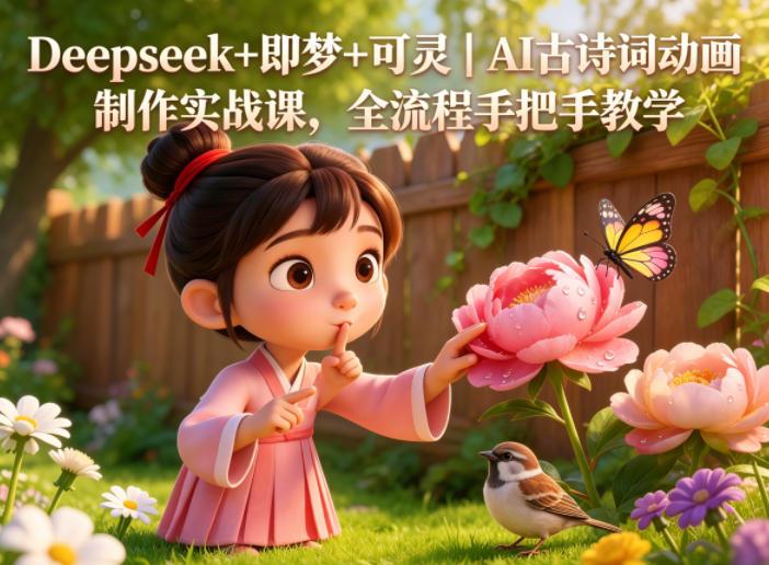 Deepseek+即梦+可灵｜AI古诗词动画制作实战课，全流程手把手教学-三零资源