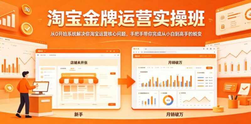 淘宝金牌运营实操班，从0开始系统解决你淘宝运营核心问题，手把手带你完成从小白到高手的蜕变-三零资源