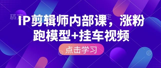 IP剪辑师内部课,涨粉跑模型+挂车视频(更新)-三零资源