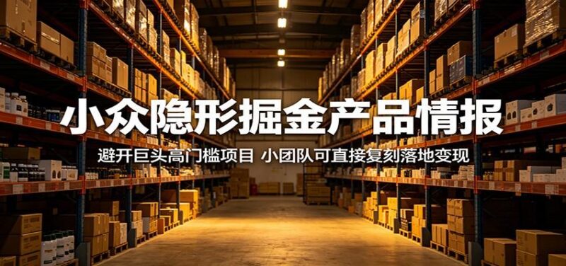 小众隐形掘金产品情报：避开巨头高门槛项目，小团队可直接复刻落地变现-三零资源