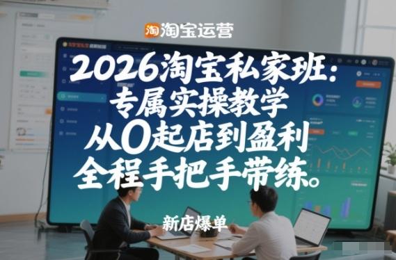 2026淘宝私家班：专属实操教学，从0起店到盈利，全程手把手带练（更新26年3月）-三零资源