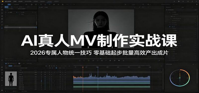 AI真人MV制作实战课:2026专属人物统一技巧,零基础起步批量高效产出成片-三零资源