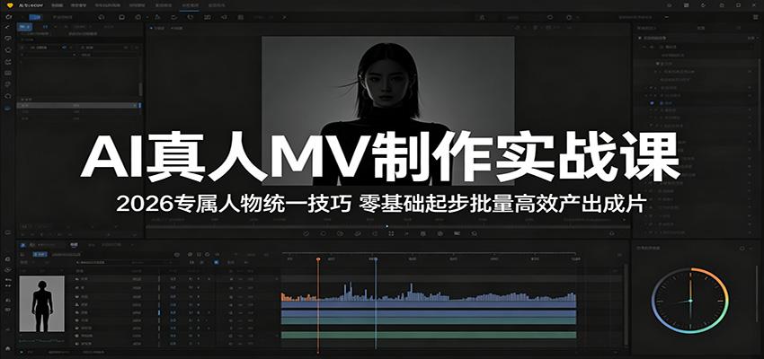 AI真人MV制作实战课:2026专属人物统一技巧,零基础起步批量高效产出成片