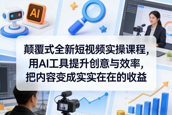 颠覆式全新短视频实操课程,用AI工具提升创意与效率,把内容变成实实在在的收益-三零资源
