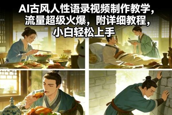 AI古风人性语录视频制作教学,流量超级火爆,附详细教程,小白轻松上手-三零资源
