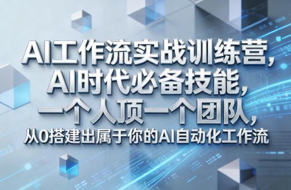 Ai工作流实战训练营,AI时代必备技能,一个人顶一个团队,从0搭建出属于你的AI自动化工作流-三零资源