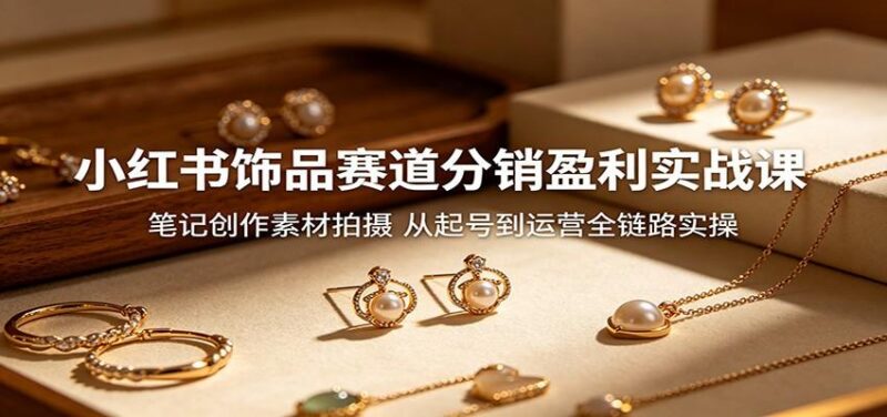 小红书饰品赛道分销盈利实战课:笔记创作素材拍摄,从起号到运营全链路实操