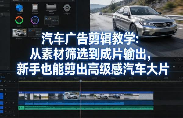 汽车广告剪辑教学：从素材筛选到成片输出，新手也能剪出高级感汽车大片-三零资源