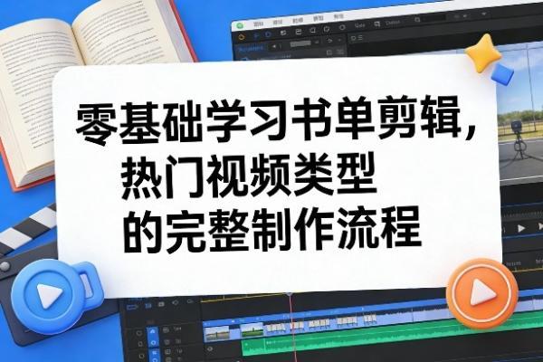 零基础学习书单剪辑,热门视频类型的完整制作流程(更新2026)-三零资源