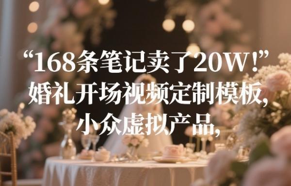 168条笔记卖了20W!婚礼开场视频定制模板,小众虚拟产品-三零资源