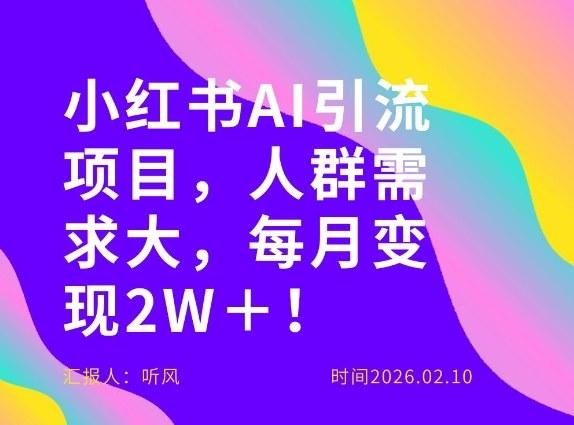 她通过这个AI项目每月做到2W+的收入,最新小红书AI项目,人群需求大!-三零资源