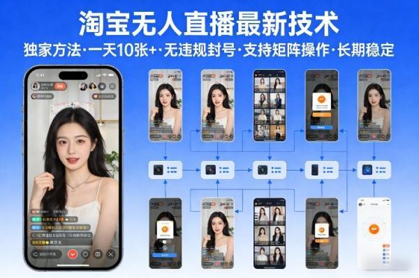 淘宝无人直播【最新技术】,独家方法,一天搞10张+,无违规封号,支持矩阵操作,长期稳定【内部揭秘】-三零资源