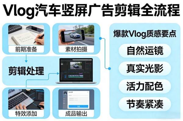 Vlog感觉汽车竖屏广告剪辑脚本全流程，拿捏爆款Vlog质感-三零资源