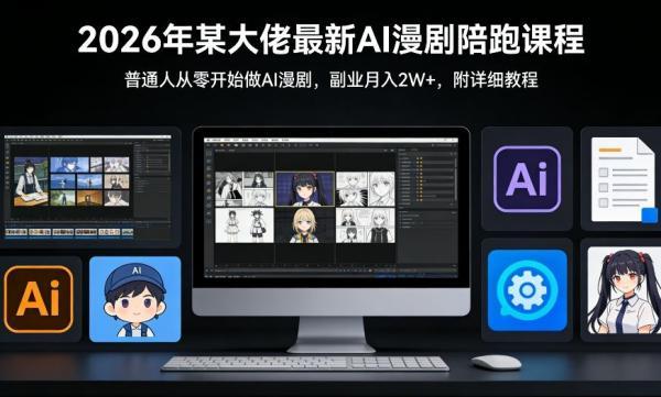 26年某大佬最新Ai漫剧陪跑课程,普通人从零开始做AI漫剧,副业月入2W+-三零资源