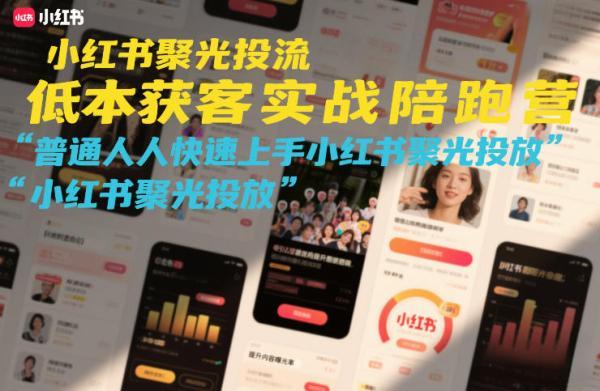 小红书聚光投流低成本获客实战陪跑营,普通人快速上手小红书聚光投放-三零资源