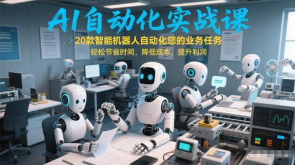 AI自动化实战课:20款智能机器人自动化您的业务任务,轻松节省时间,降低成本,提升利润-三零资源
