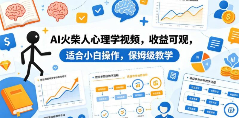 AI火柴人心理学视频，收益可观，适合小白操作，保姆级教学-三零资源