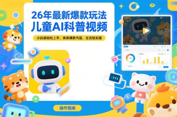 26年最新爆款玩法,儿童AI科普视频,小白请轻松上手,条条爆款内容,全流程实操-三零资源