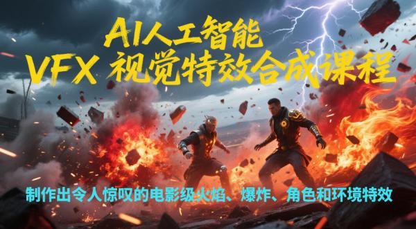 AI人工智能VFX视觉特效合成课程,制作出令人惊叹的电影级火焰、爆炸、角色和环境特效-三零资源
