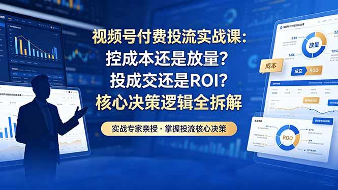 视频号付费投流实战课-5月:控成本还是放量?投成交还是ROI?核心决策逻辑全拆解-三零资源