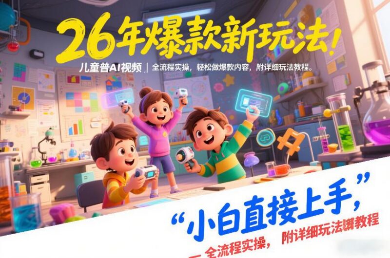26年爆款新玩法,儿童科普AI视频,全流程实操,轻松做爆款内容,小白直接上手,附详细玩法教程-三零资源