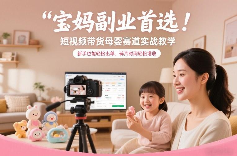宝妈副业首选！短视频带货母婴赛道实战教学，新手也能轻松出单，碎片时间轻松增收-三零资源