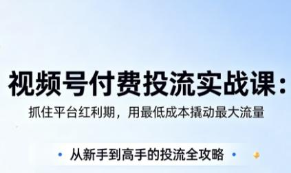 渔财老师·视频号付费投流实战课(更新5月)-三零资源