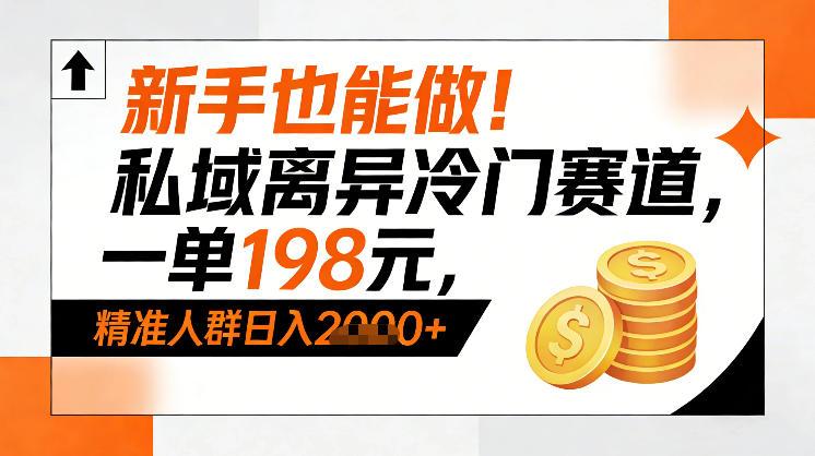 新手也能做!私域离异冷门赛道,一单198,精准人群日入1k+-三零资源
