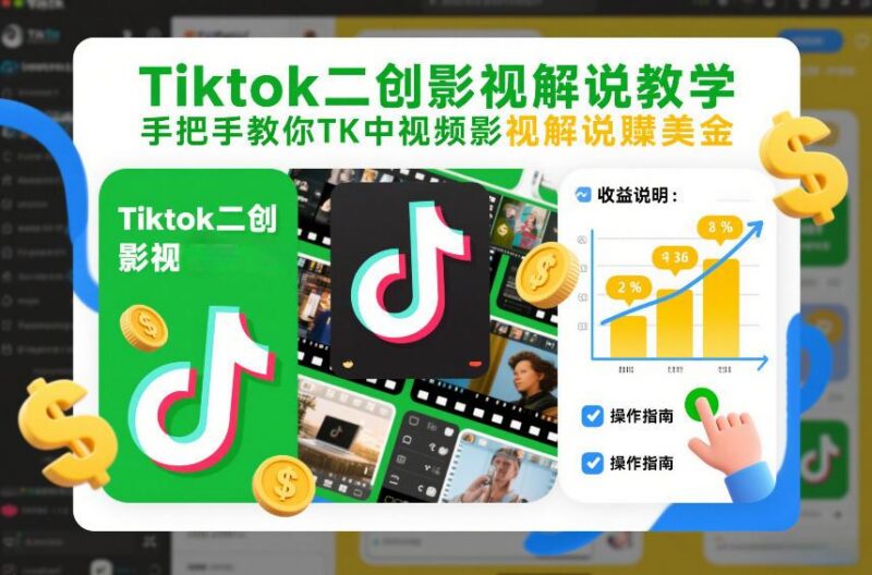 Tiktok二创影视解说教学,手把手教你TK中视频影视解说賺美金(更新26年1月)-三零资源
