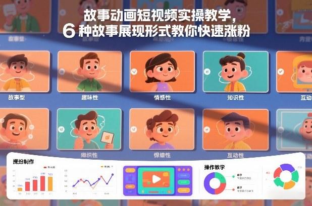 故事动画短视频实操教学，6种故事展现形式教你快速涨粉-三零资源