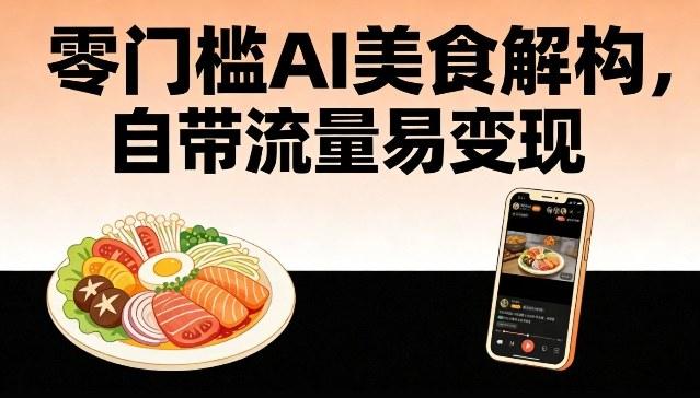 零门槛AI美食解构,自带流量易变现-三零资源