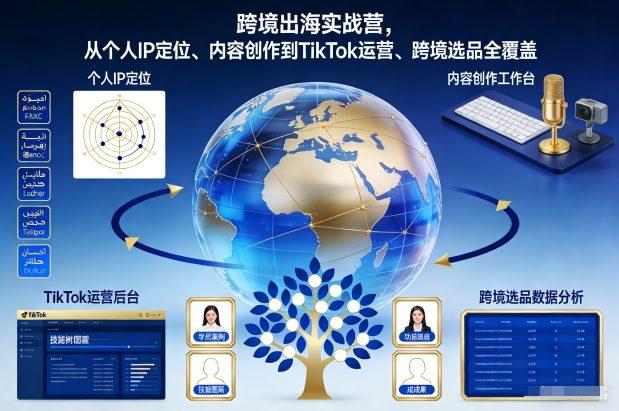跨境出海实战营，从个人IP定位、内容创作到TikTok运营、跨境选品全覆盖-三零资源