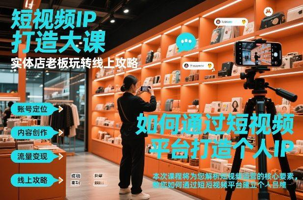 短视频ip打造大课，实体店老板玩转线上攻略-三零资源