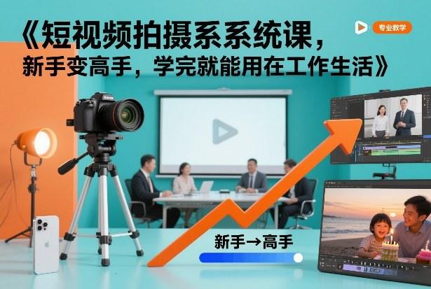 短视频拍摄系统课,新手变高手,学完就能用在工作生活-三零资源