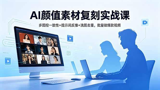 AI颜值素材复刻实战课,多图控一致性+提示词反推+洗图去重,批量做爆款视频-三零资源