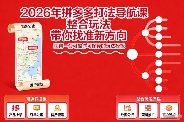 2026年拼多多打法导航课,整合玩法,带你找准新方向,获得一套可操作可保存的玩法模板-三零资源